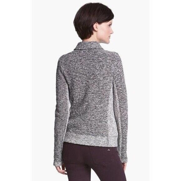 Rag & Bone Hart Tweed Biker Moto Black White Asymmetric Zip Knit Pockets… - Picture 3 of 12